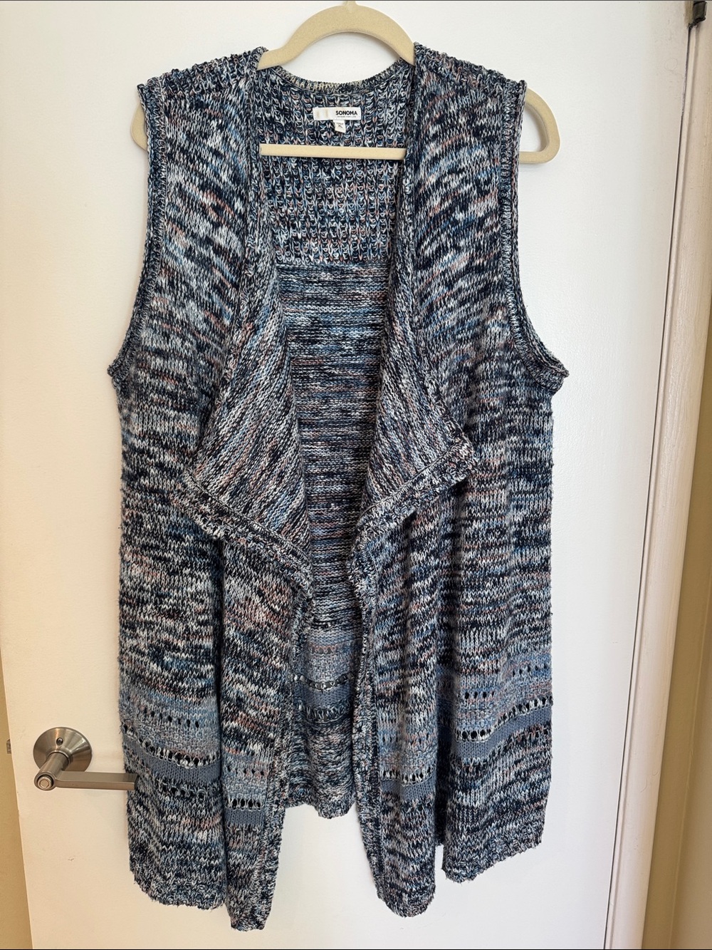 Sonoma Blue Multi-Tone Open Drape Knit Vest
